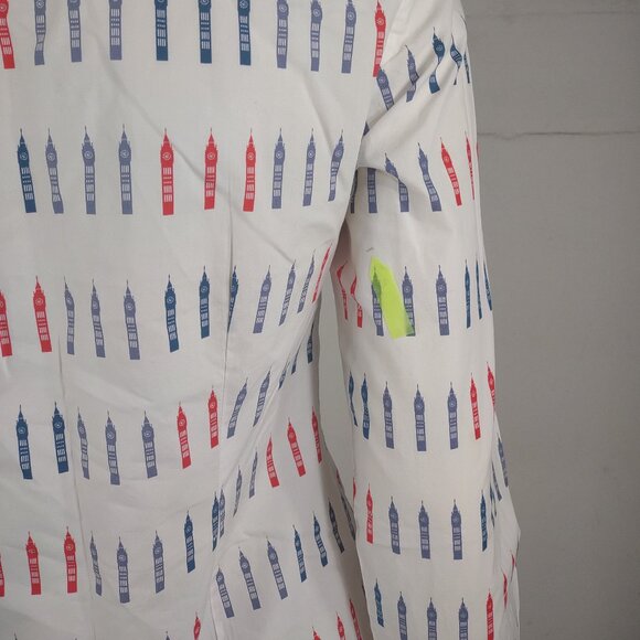 Boden white red blue Big Ben Clock Tower button front shirt ladies size 4 - Picture 6 of 10